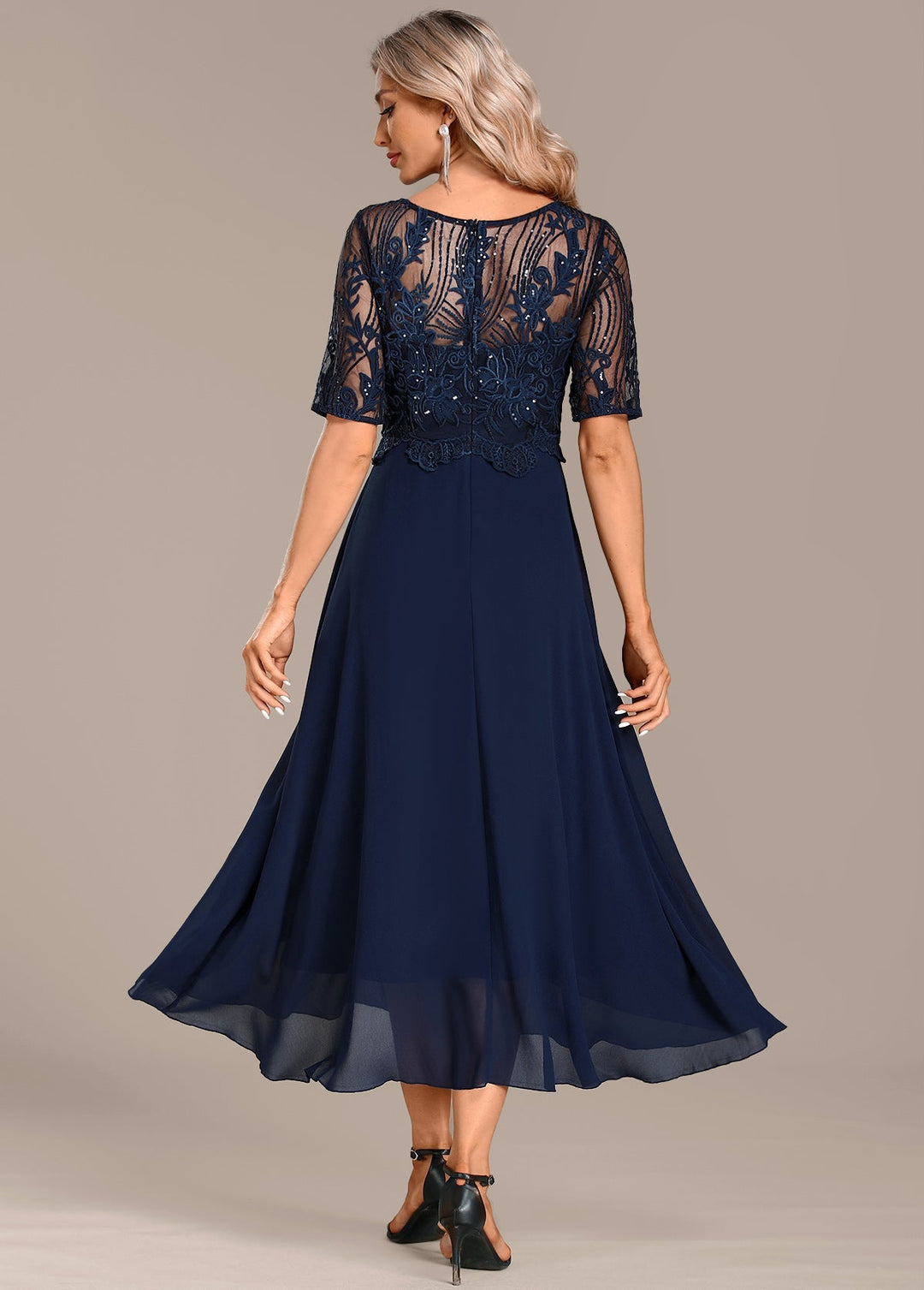 Sophie Lace Short Sleeve Round Neck Dress
