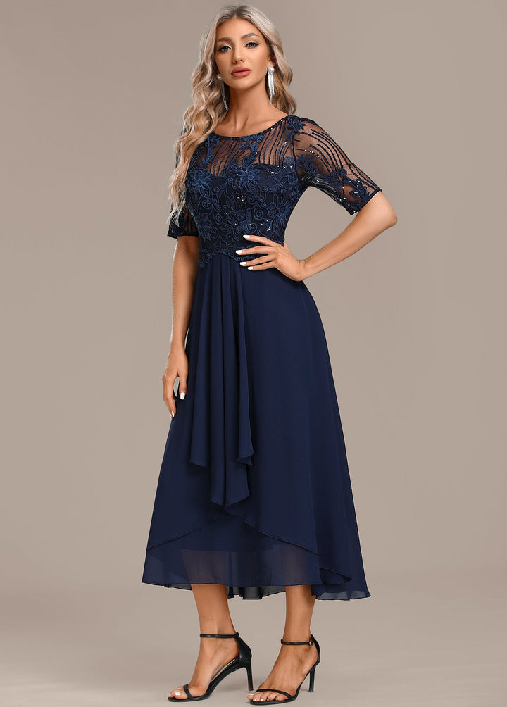 Sophie Lace Short Sleeve Round Neck Dress