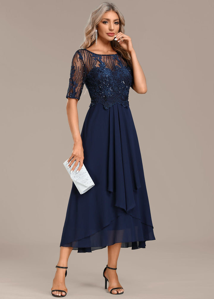 Sophie Lace Short Sleeve Round Neck Dress