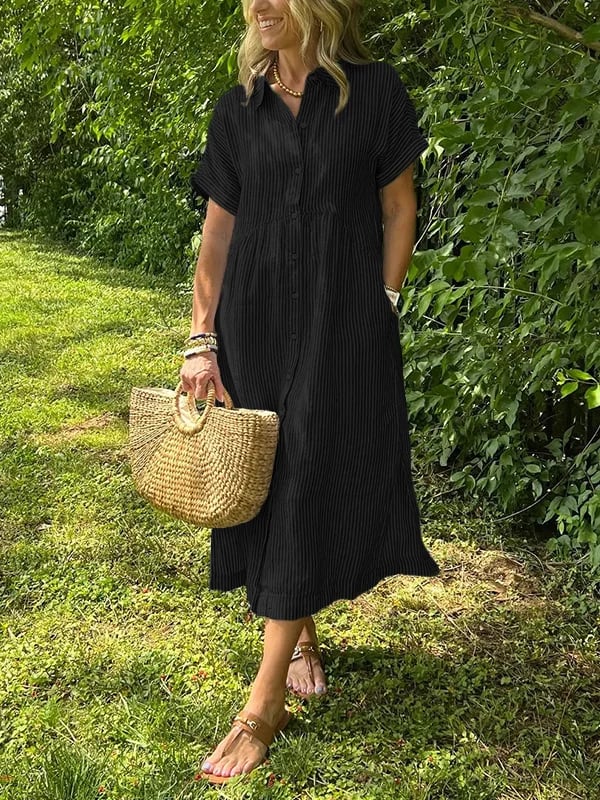 Danique | Striped Button-Up Midi Dress