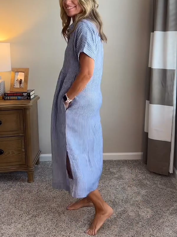 Danique | Striped Button-Up Midi Dress