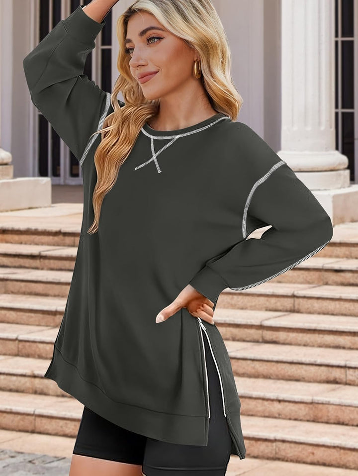 Zeagoo Women's Oversized Sweatshirts Hoodies Side Zipper Pullover