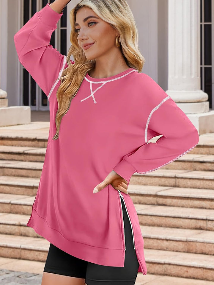 Zeagoo Women's Oversized Sweatshirts Hoodies Side Zipper Pullover