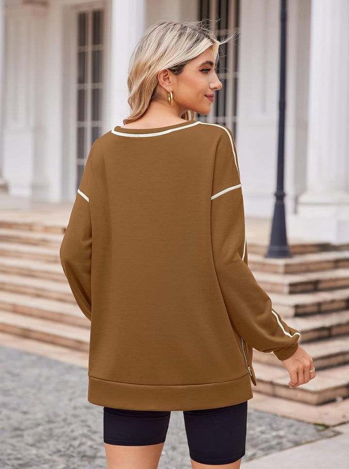 Zeagoo Women's Oversized Sweatshirts Hoodies Side Zipper Pullover
