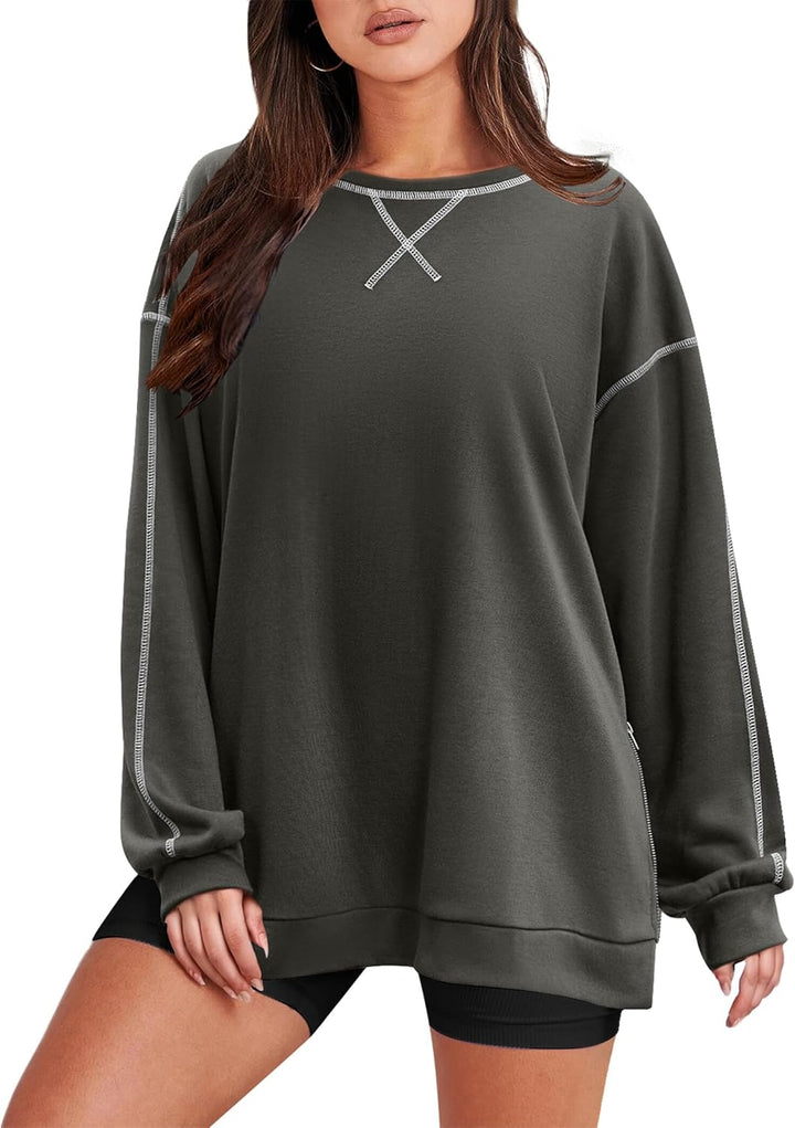 Zeagoo Women's Oversized Sweatshirts Hoodies Side Zipper Pullover