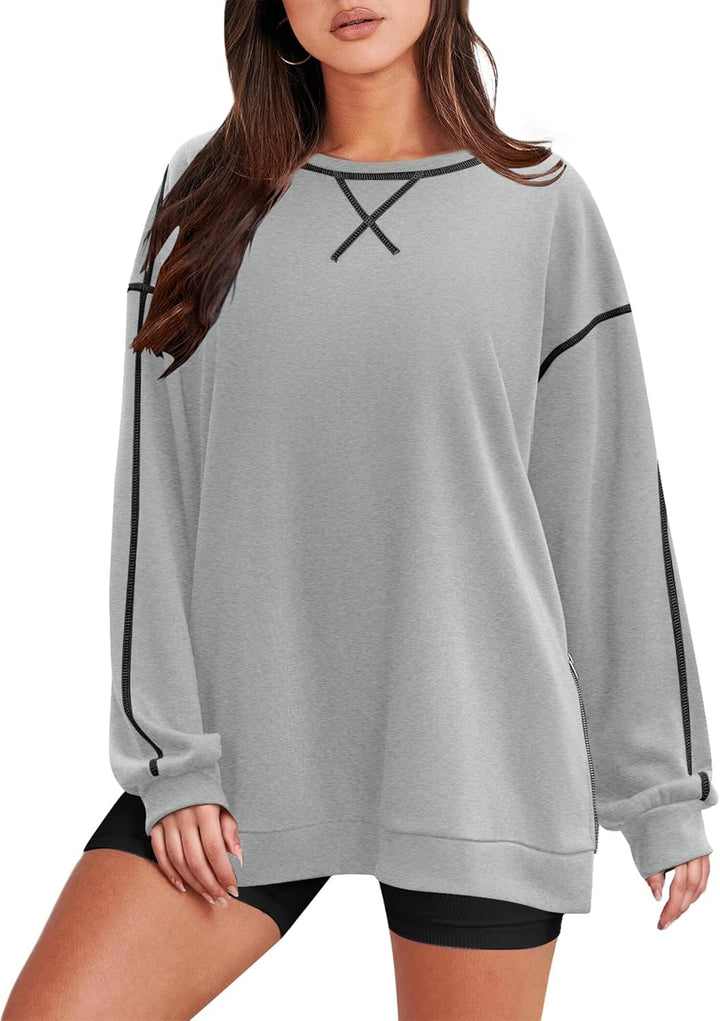 Zeagoo Women's Oversized Sweatshirts Hoodies Side Zipper Pullover