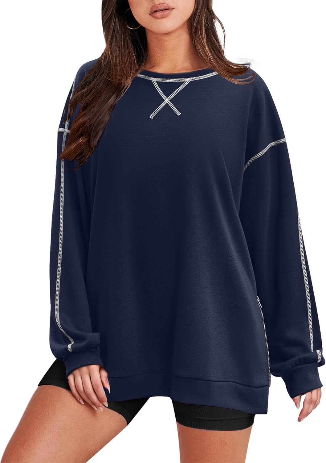 Zeagoo Women's Oversized Sweatshirts Hoodies Side Zipper Pullover