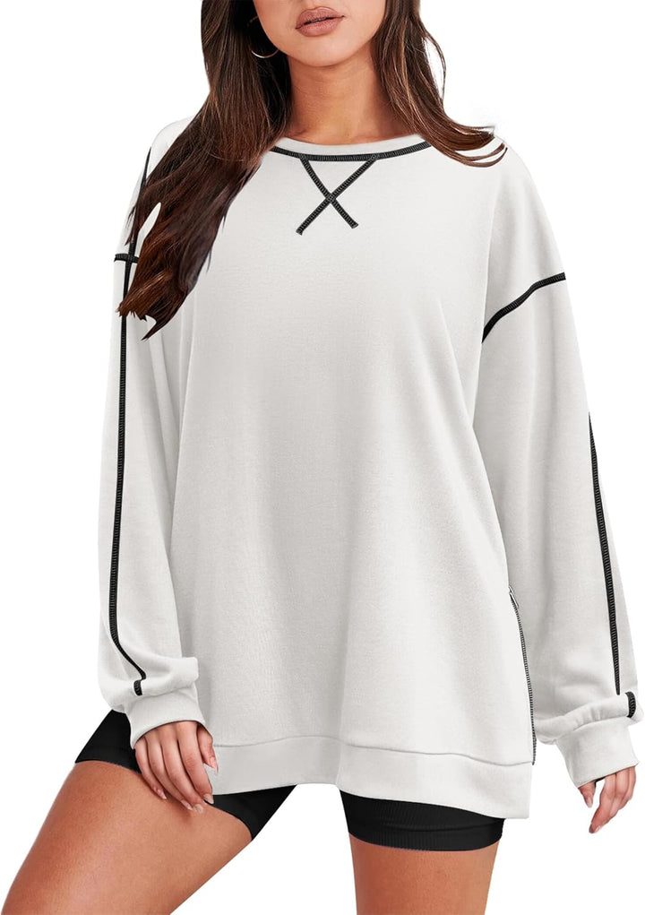 Zeagoo Women's Oversized Sweatshirts Hoodies Side Zipper Pullover