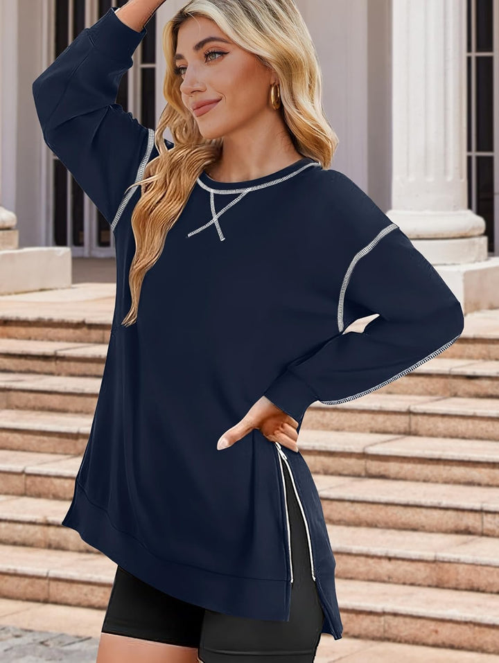 Zeagoo Women's Oversized Sweatshirts Hoodies Side Zipper Pullover