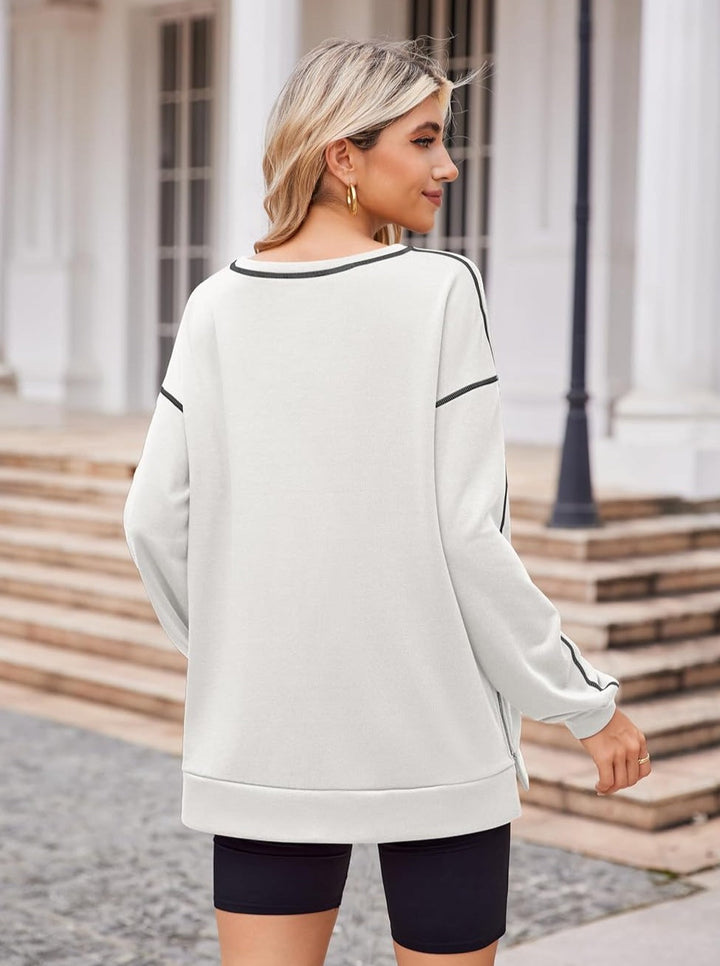 Zeagoo Women's Oversized Sweatshirts Hoodies Side Zipper Pullover