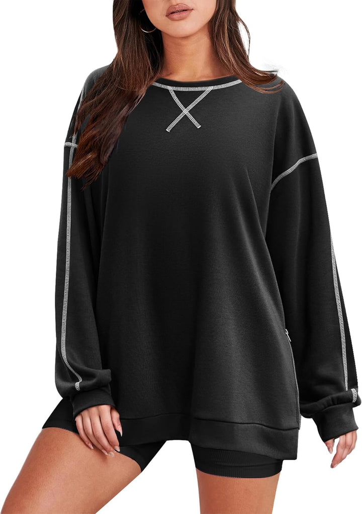 Zeagoo Women's Oversized Sweatshirts Hoodies Side Zipper Pullover