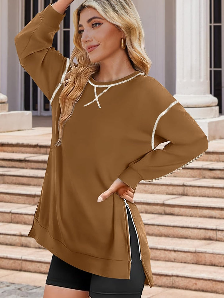 Zeagoo Women's Oversized Sweatshirts Hoodies Side Zipper Pullover
