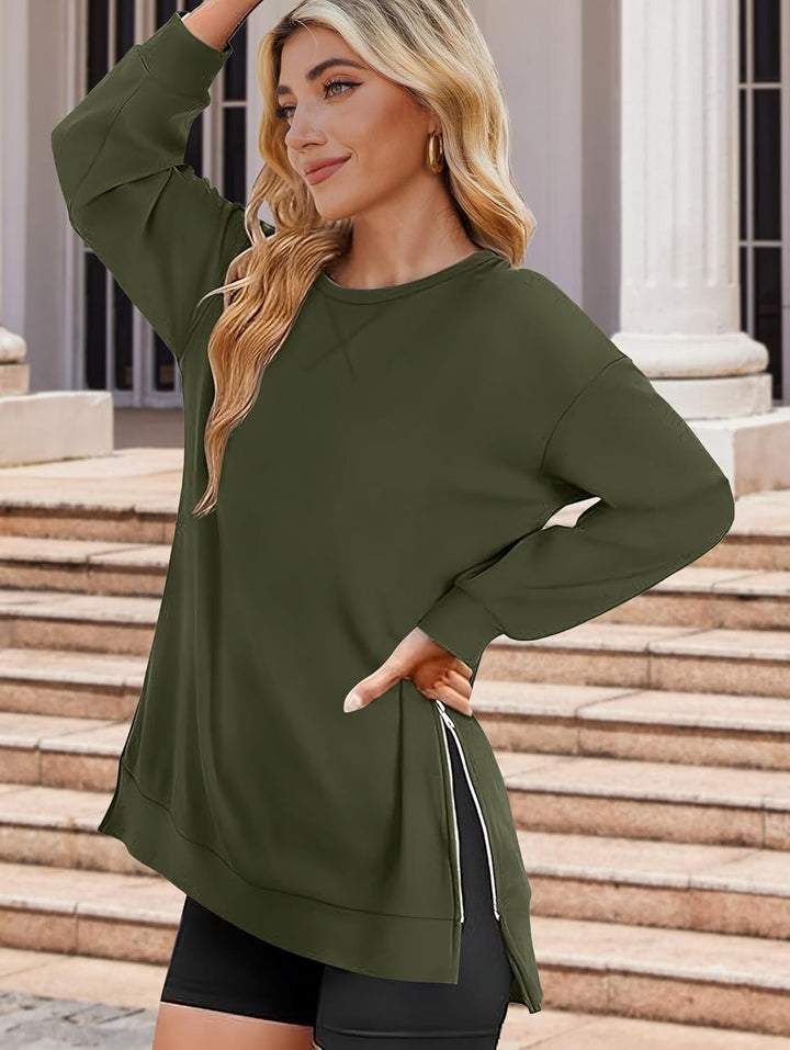 Zeagoo Women's Oversized Sweatshirts Hoodies Side Zipper Pullover