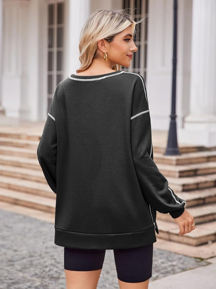 Zeagoo Women's Oversized Sweatshirts Hoodies Side Zipper Pullover