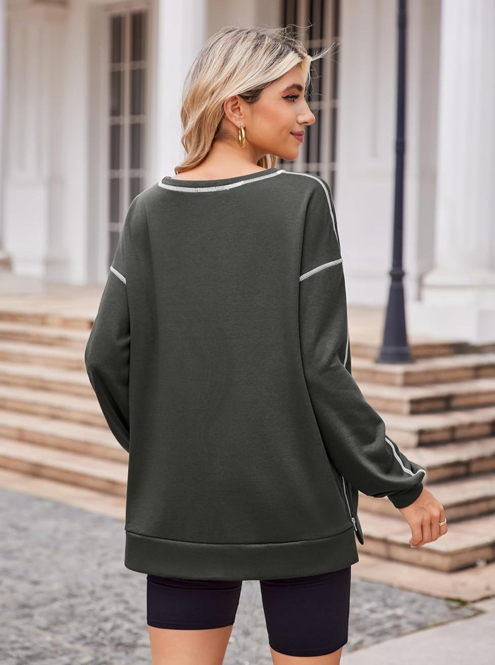 Zeagoo Women's Oversized Sweatshirts Hoodies Side Zipper Pullover