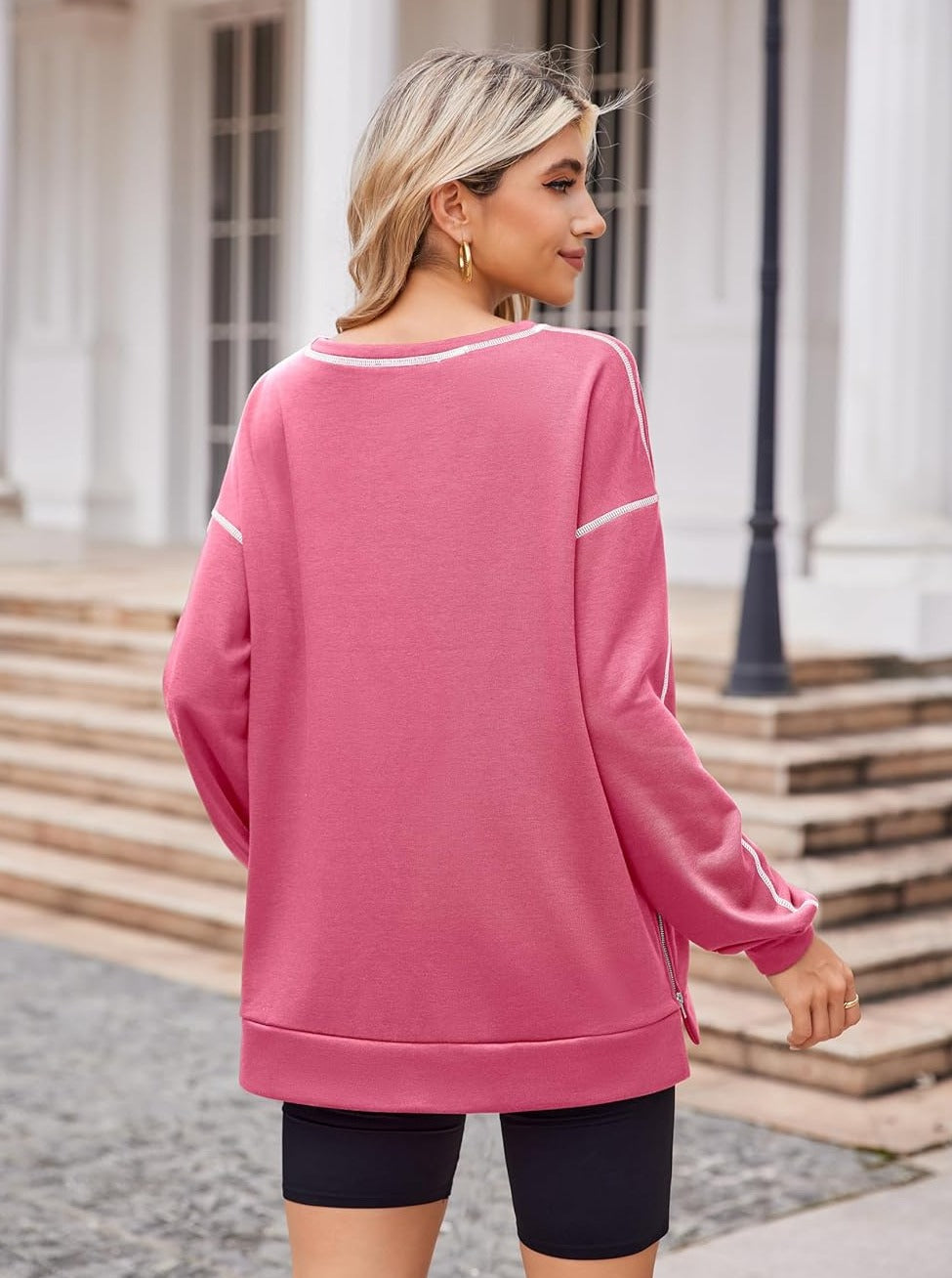 Zeagoo Women's Oversized Sweatshirts Hoodies Side Zipper Pullover