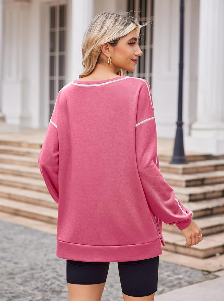 Zeagoo Women's Oversized Sweatshirts Hoodies Side Zipper Pullover