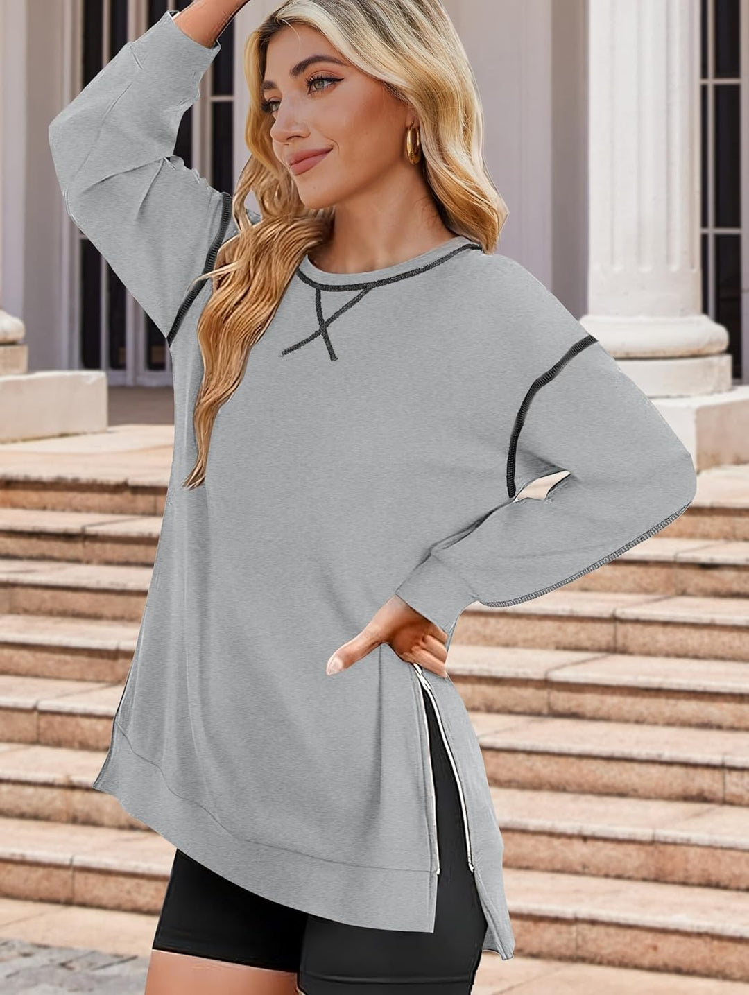Zeagoo Women's Oversized Sweatshirts Hoodies Side Zipper Pullover