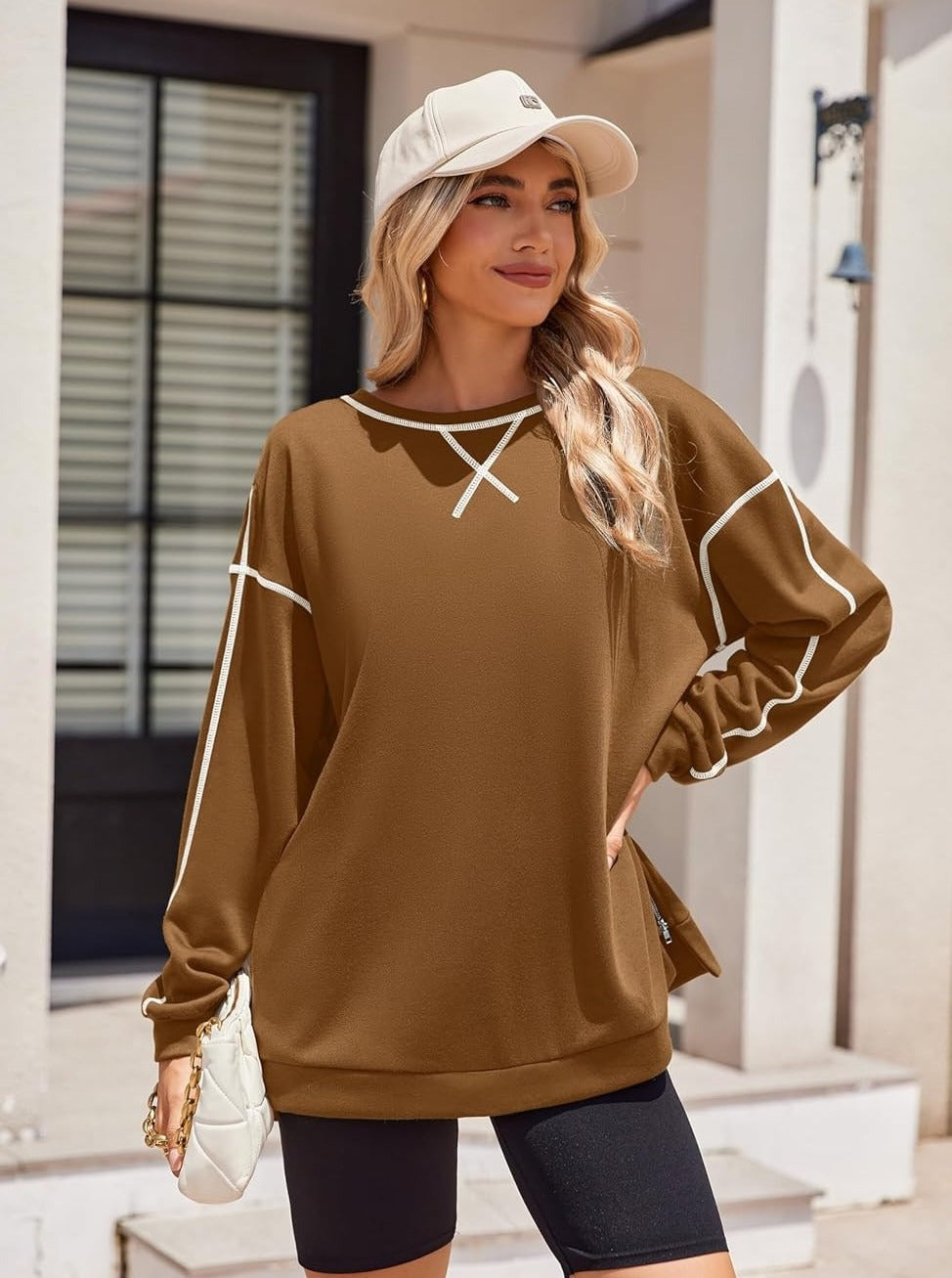 Zeagoo Women's Oversized Sweatshirts Hoodies Side Zipper Pullover