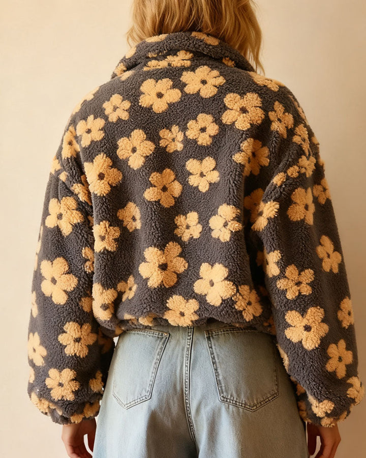 Casual Floral Print Fleece Sweatshirt