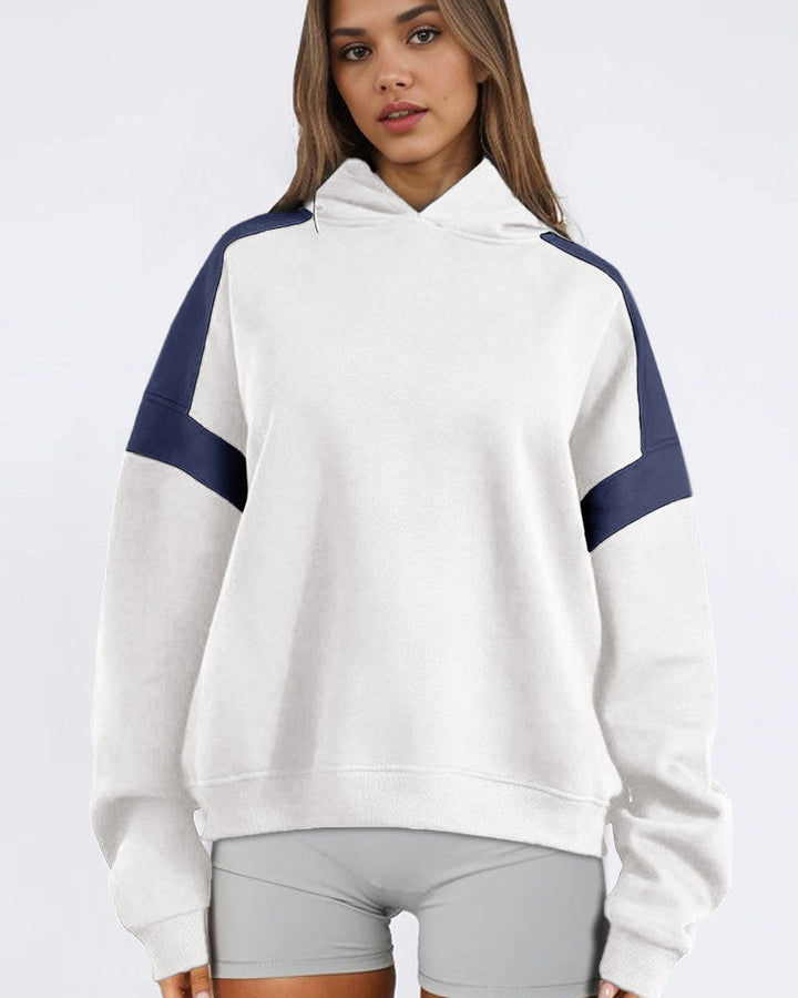 Trendy Loose Fit Colorblock Hoodie