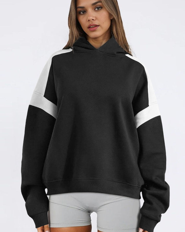 Trendy Loose Fit Colorblock Hoodie