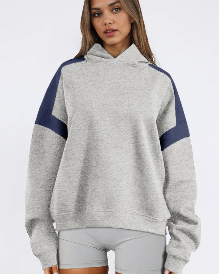 Trendy Loose Fit Colorblock Hoodie