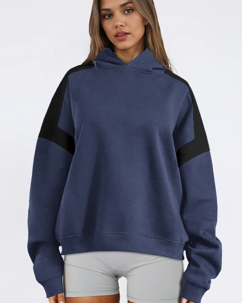 Trendy Loose Fit Colorblock Hoodie