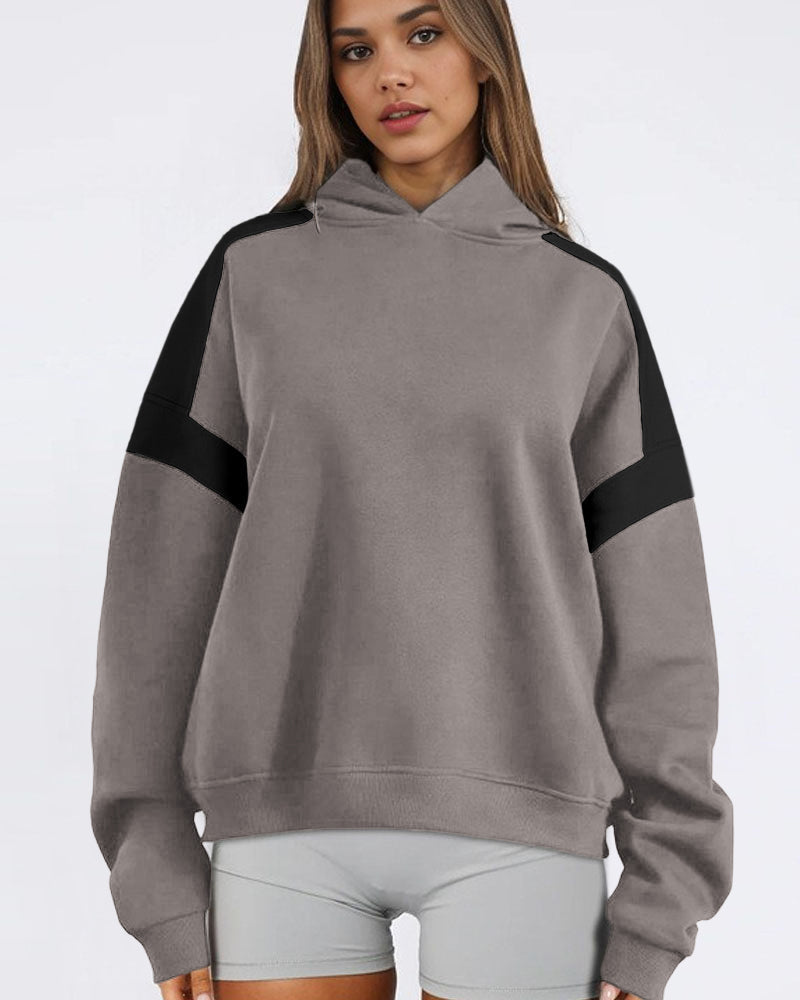 Trendy Loose Fit Colorblock Hoodie