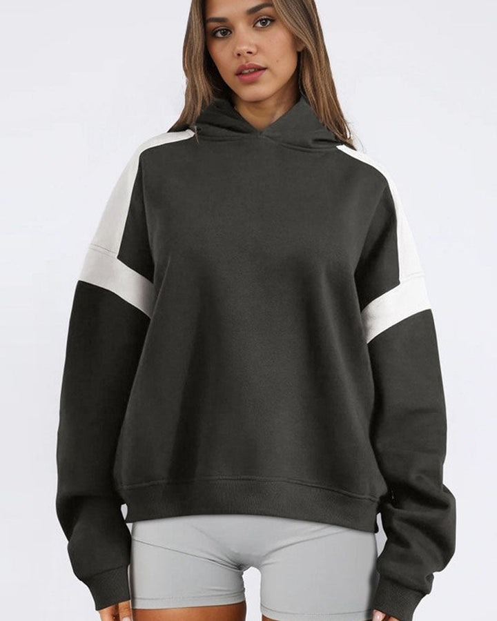 Trendy Loose Fit Colorblock Hoodie