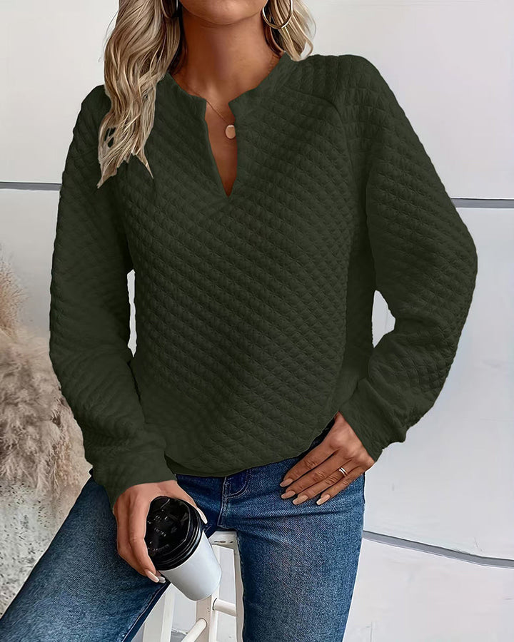 Casual Quilted Texture Raglan Sleeve Sweatshirt