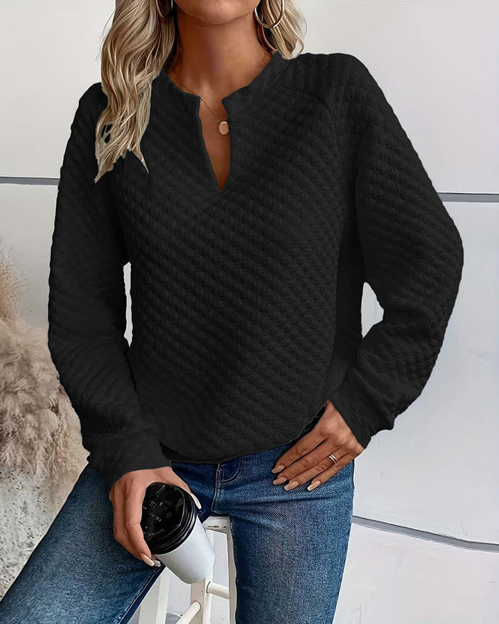 Casual Quilted Texture Raglan Sleeve Sweatshirt