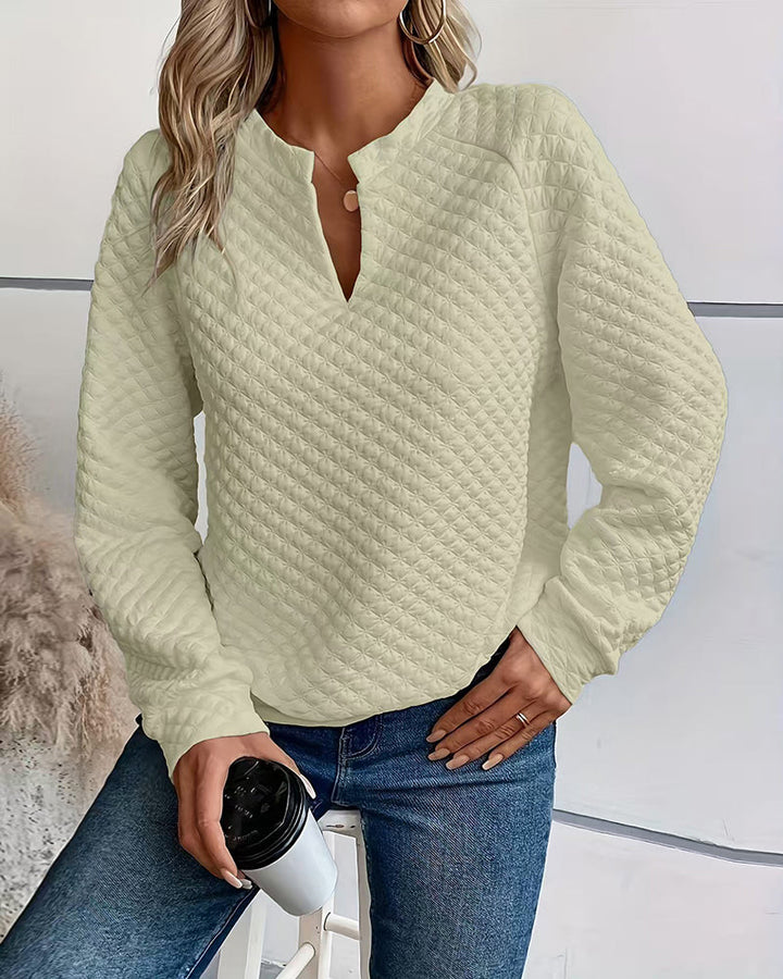 Casual Quilted Texture Raglan Sleeve Sweatshirt