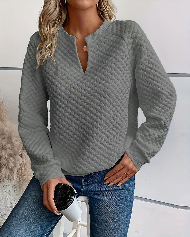 Casual Quilted Texture Raglan Sleeve Sweatshirt