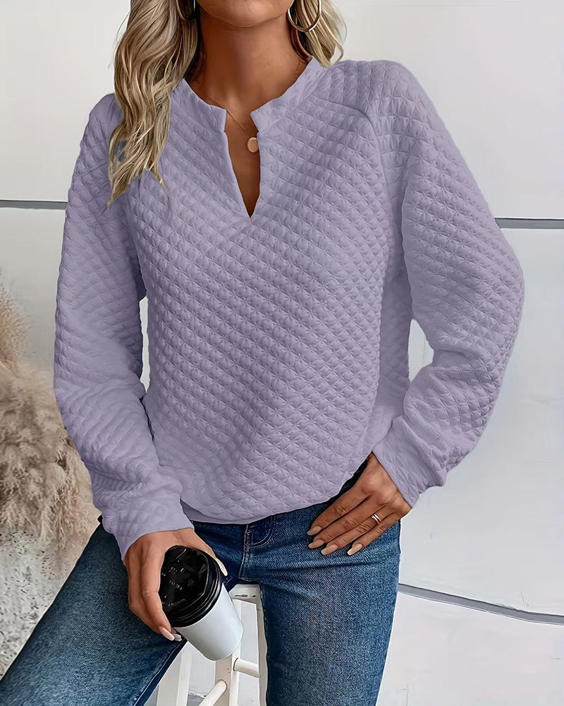 Casual Quilted Texture Raglan Sleeve Sweatshirt