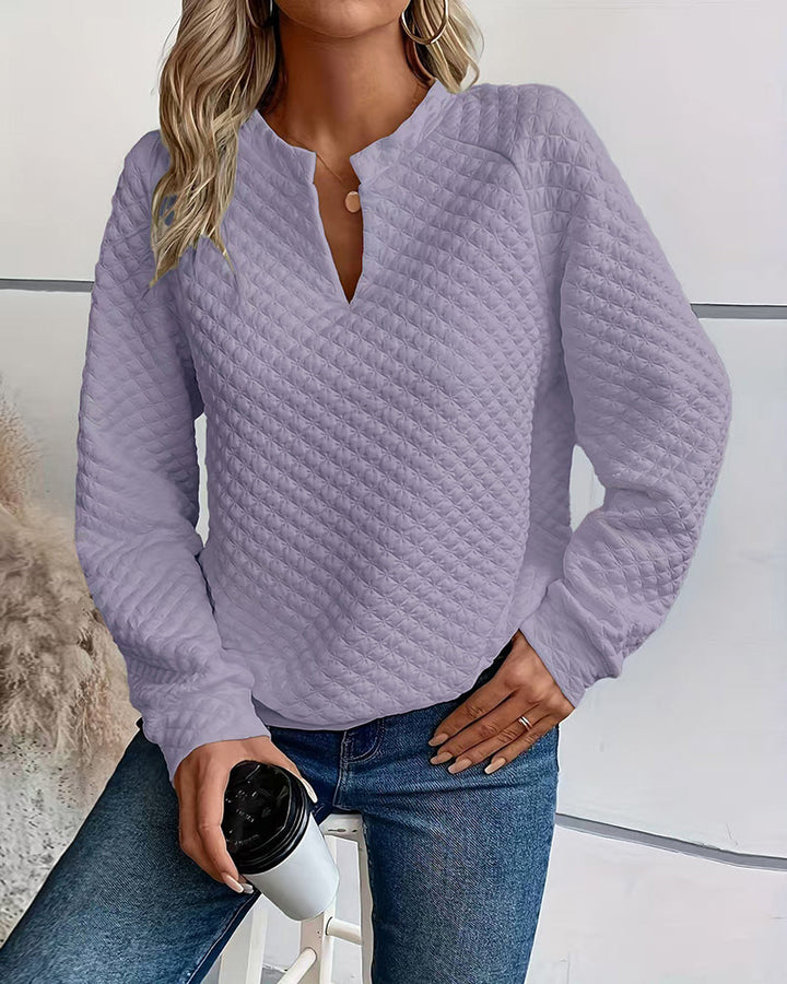 Casual Quilted Texture Raglan Sleeve Sweatshirt