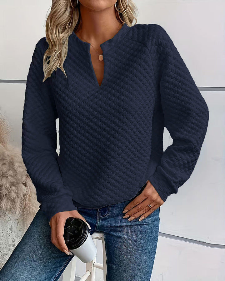 Casual Quilted Texture Raglan Sleeve Sweatshirt