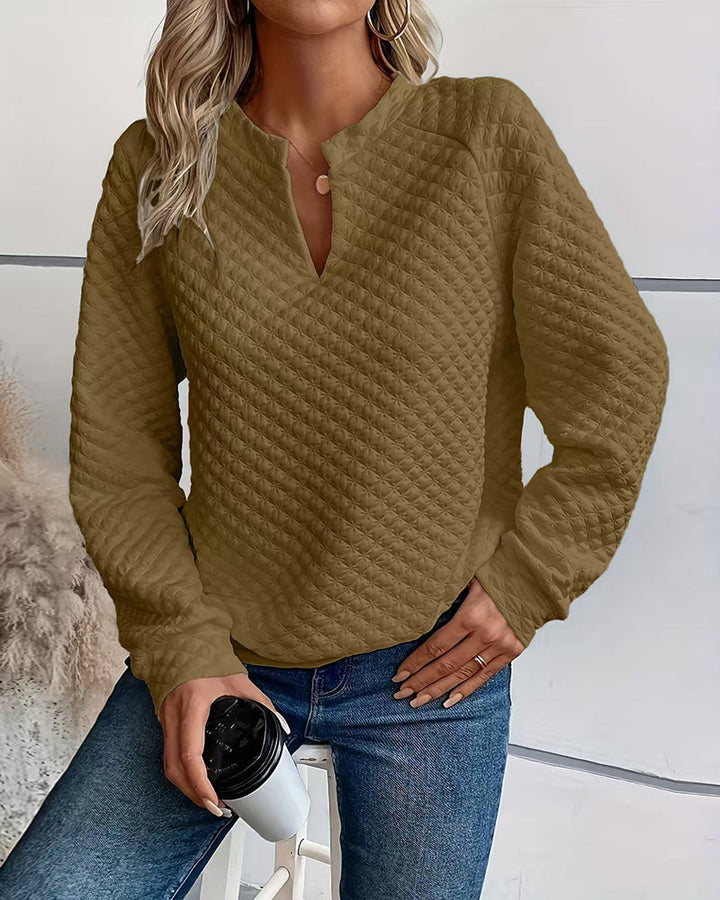 Casual Quilted Texture Raglan Sleeve Sweatshirt