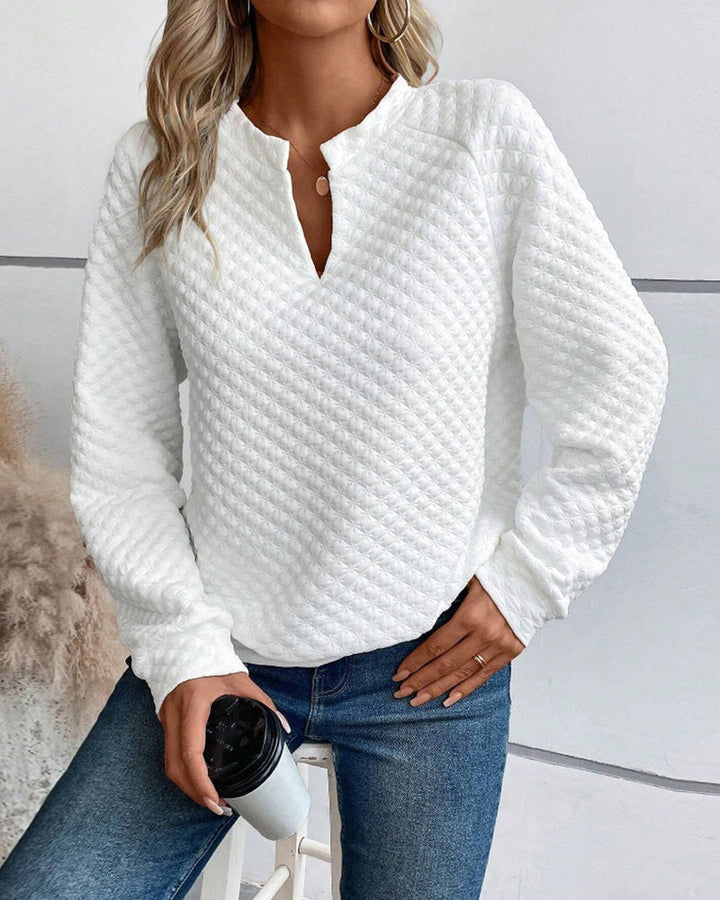 Casual Quilted Texture Raglan Sleeve Sweatshirt