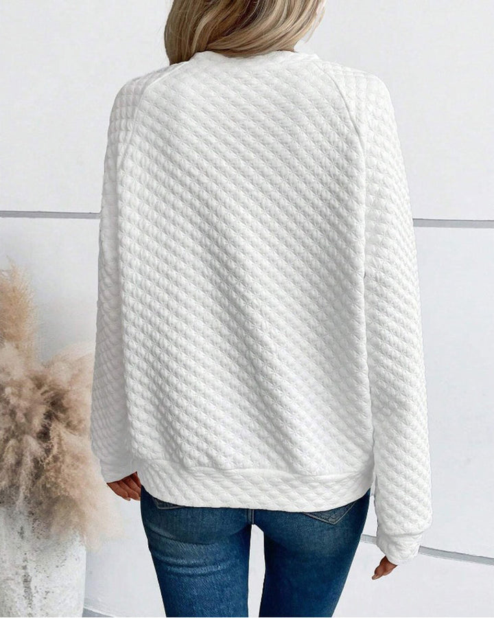 Casual Quilted Texture Raglan Sleeve Sweatshirt