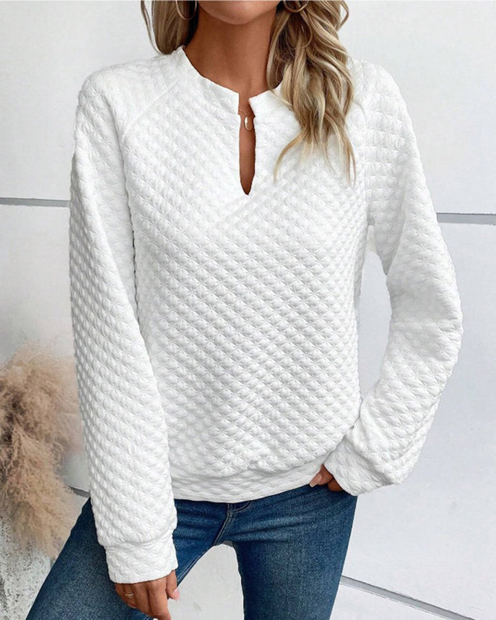 Casual Quilted Texture Raglan Sleeve Sweatshirt