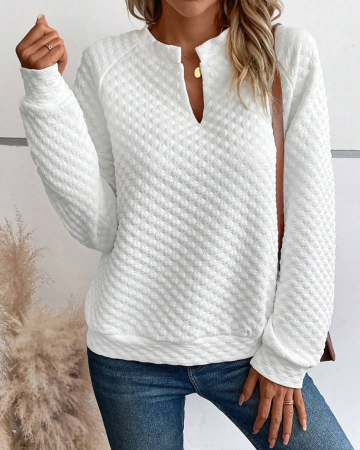 Casual Quilted Texture Raglan Sleeve Sweatshirt