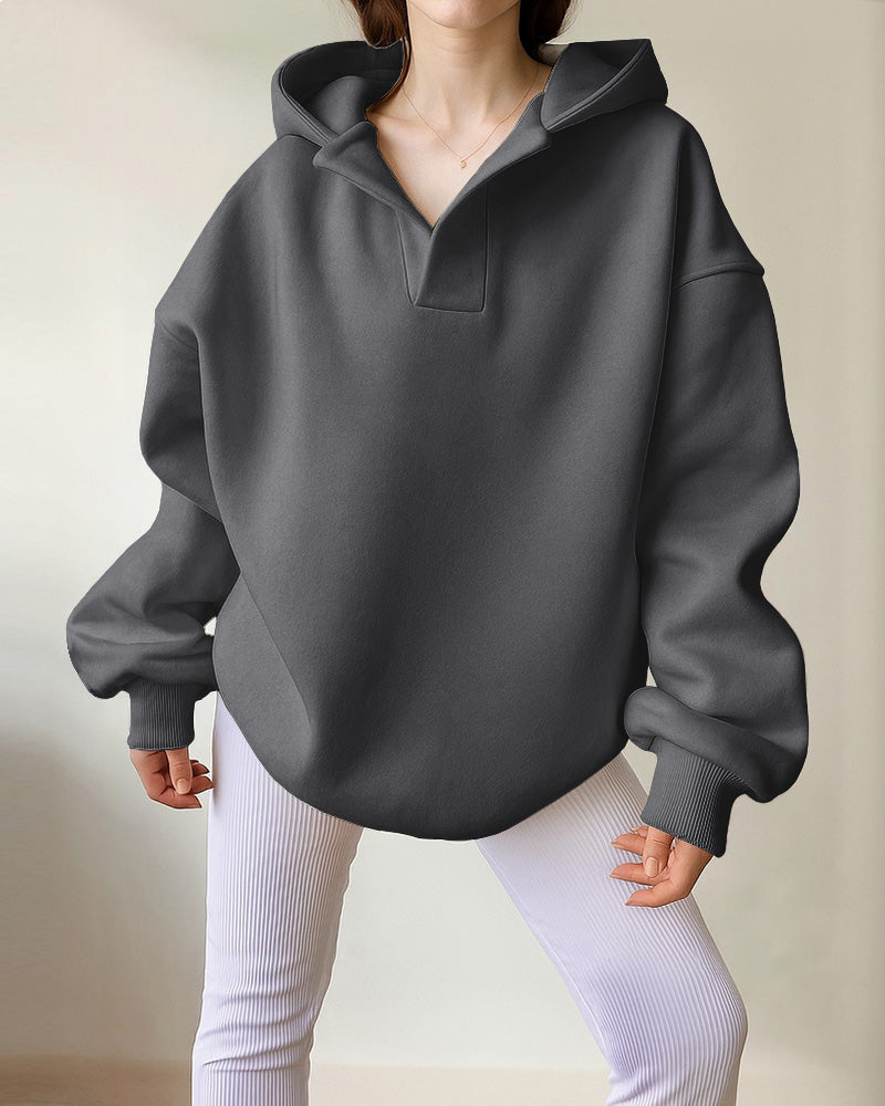 Casual Oversized Fit Fleece Hoodie