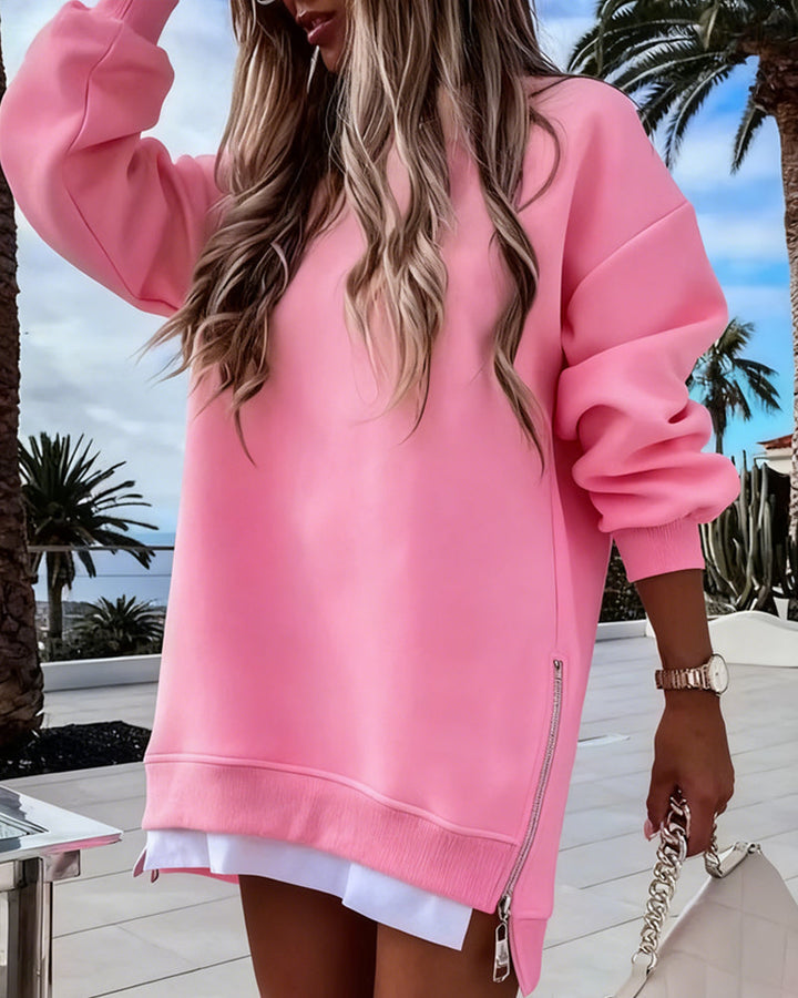 Stylish Loose Fit Fake 2-Piece Sweatshirt