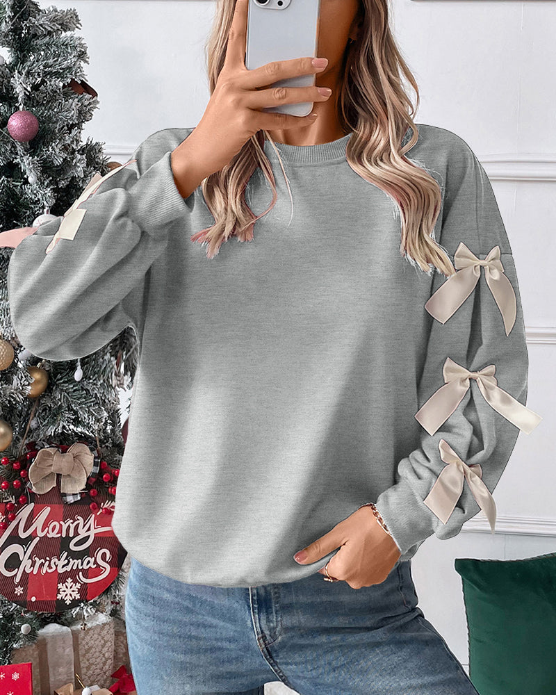 Casual Cute Bow Tie Sweatshirt