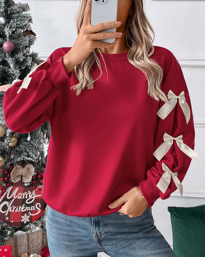 Casual Cute Bow Tie Sweatshirt