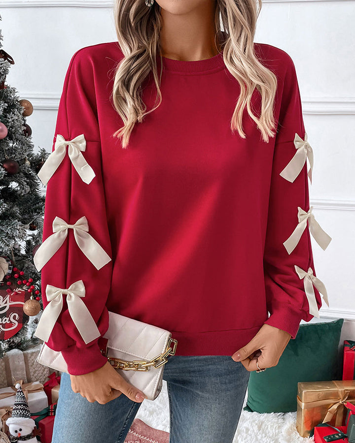 Casual Cute Bow Tie Sweatshirt