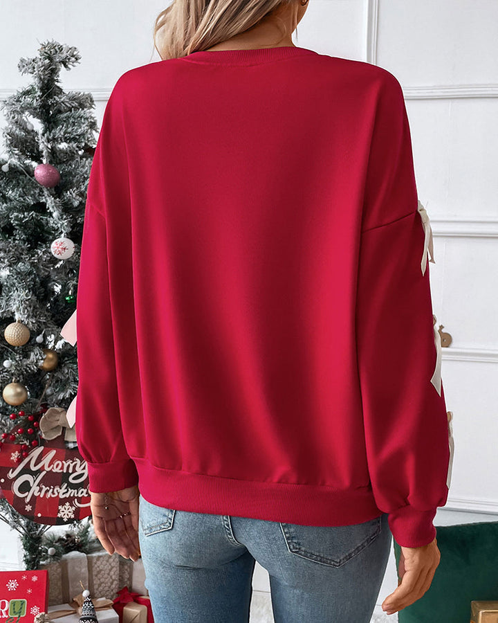 Casual Cute Bow Tie Sweatshirt