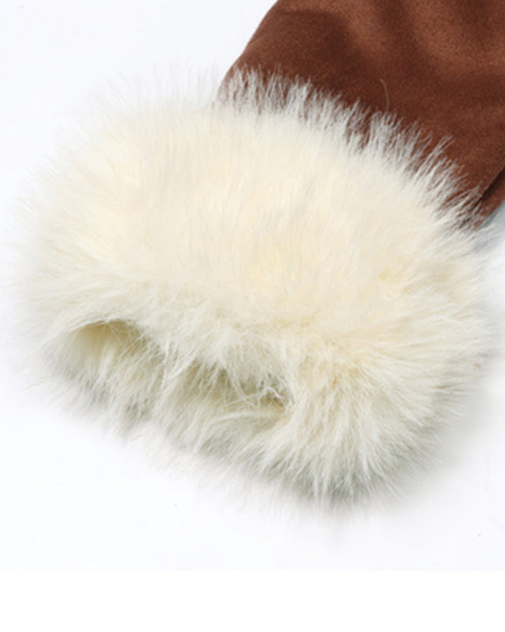 Vintage Cowgirl Style Fleece Trim Suede Coat
