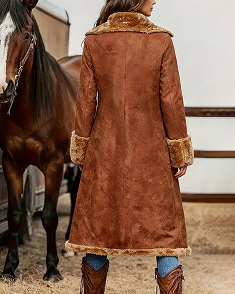 70s Vintage Western Fleece Lined Suede Coat